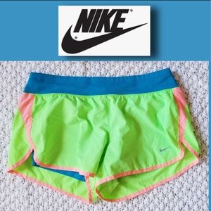 NWOT/Nike Lime Green/Blue/Pink Lined Running Shorts